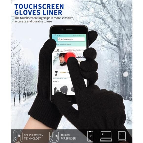 FZ FANTASTIC ZONE Women's Winter Touchscreen Wool‎ Magic Gloves Warm Knit Fleece - Picture 3 of 7